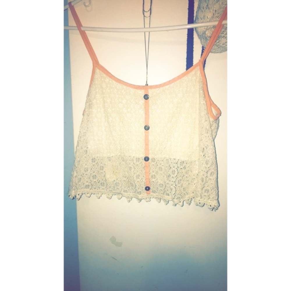 White lace crop top.
